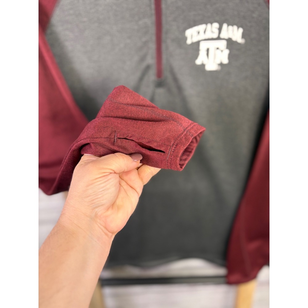 Texas A&M Aggies Women's Quarter Zip Pullover Maroon Grey Fleece Medium/Large - Picture 3 of 8
